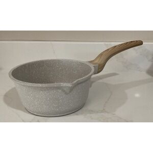 Natural Elements 1.5 Quart Pot Granite Style Cookware Pan Beige 7" Ceramic